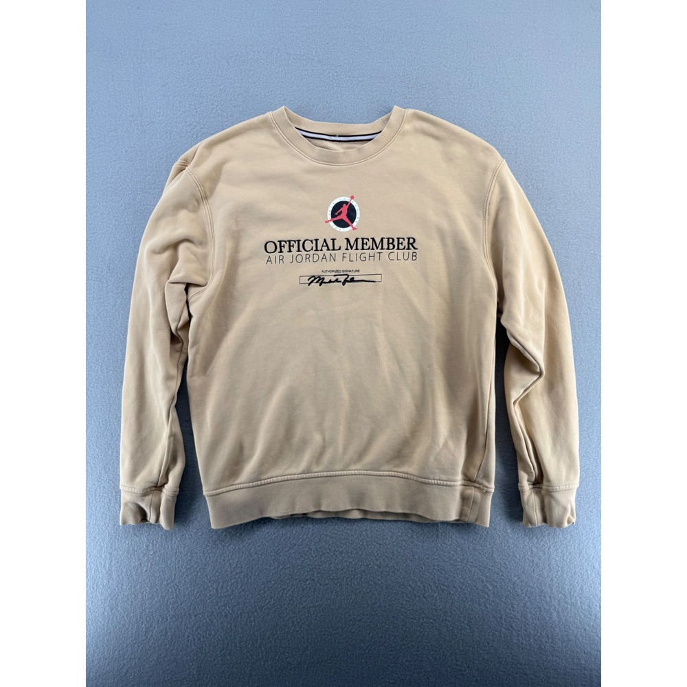 Jordan Flight Club Official Member Sweatshirt Tan DX9647-252 Mens Medium